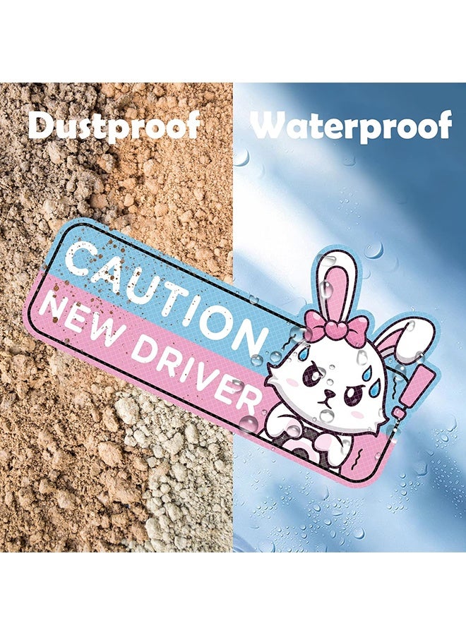 Wffo Student Driver Car Magnet - 4 PCS Nervous Rabbit Please Be Patient Student New Novice Driver Bumper Sticker Light Magnets Safety Warning Magnetic Reflective Rookie Reusable Movable - Image 3